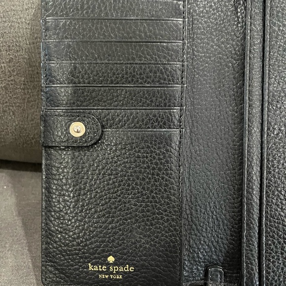 Kate Spade Black Leather Clutch with Gold Accents - Picture 3 of 7